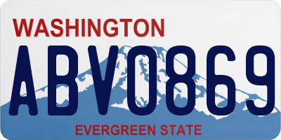 WA license plate ABV0869
