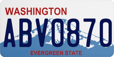 WA license plate ABV0870
