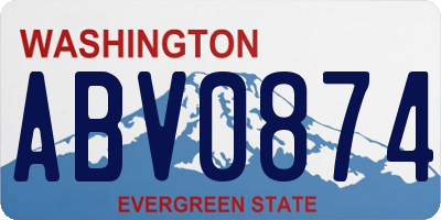 WA license plate ABV0874