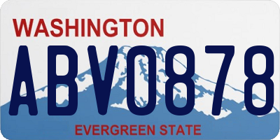 WA license plate ABV0878