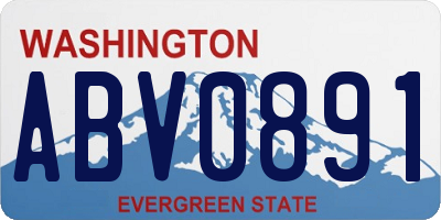 WA license plate ABV0891