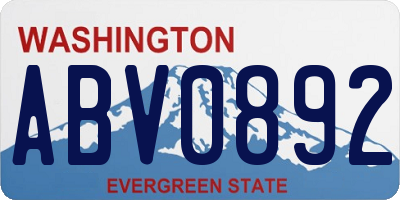 WA license plate ABV0892