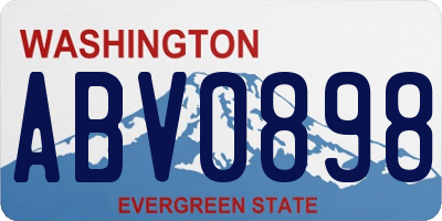 WA license plate ABV0898