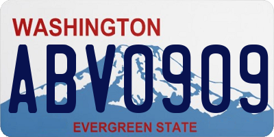 WA license plate ABV0909