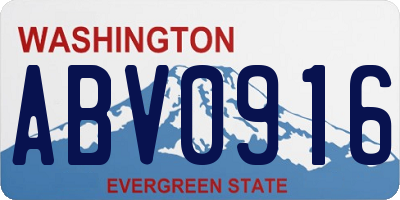 WA license plate ABV0916