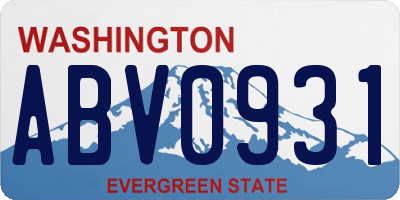 WA license plate ABV0931