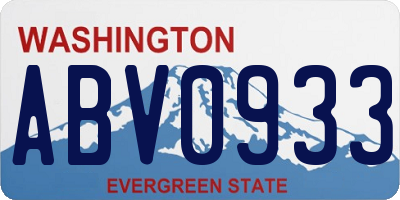 WA license plate ABV0933