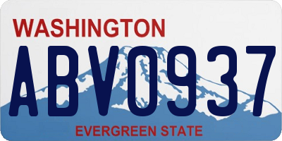 WA license plate ABV0937