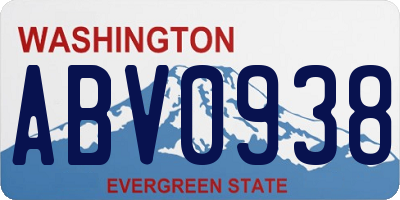 WA license plate ABV0938