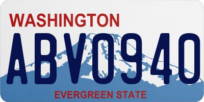WA license plate ABV0940