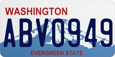 WA license plate ABV0949