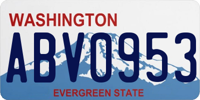WA license plate ABV0953