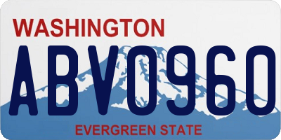 WA license plate ABV0960