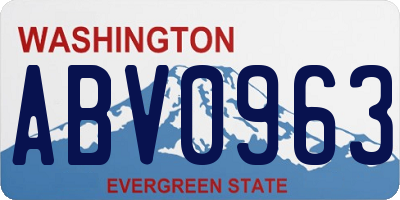 WA license plate ABV0963