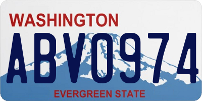 WA license plate ABV0974