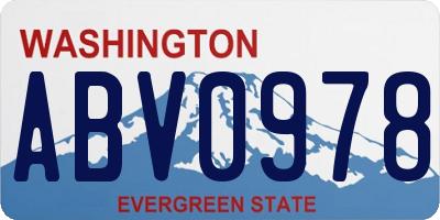 WA license plate ABV0978