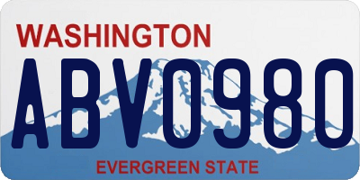 WA license plate ABV0980