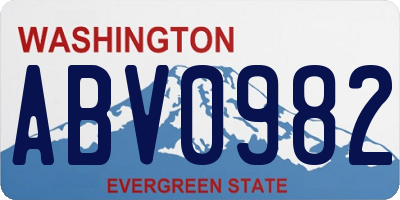 WA license plate ABV0982