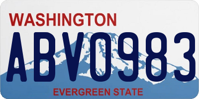 WA license plate ABV0983