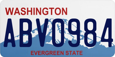 WA license plate ABV0984
