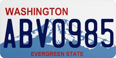 WA license plate ABV0985
