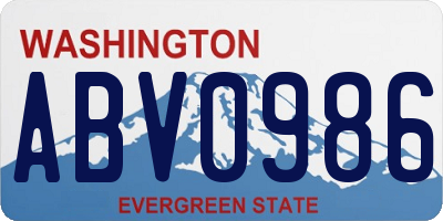WA license plate ABV0986