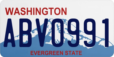 WA license plate ABV0991