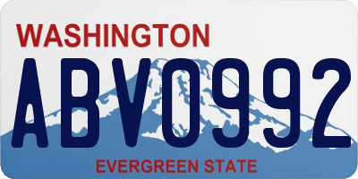 WA license plate ABV0992