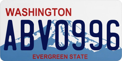 WA license plate ABV0996