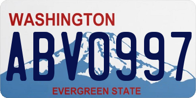 WA license plate ABV0997