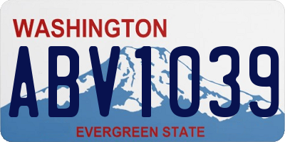 WA license plate ABV1039