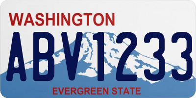 WA license plate ABV1233