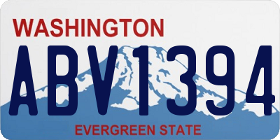 WA license plate ABV1394