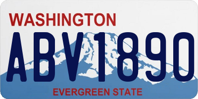 WA license plate ABV1890