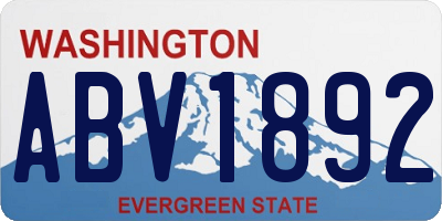 WA license plate ABV1892