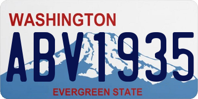WA license plate ABV1935