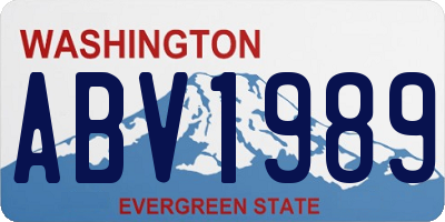 WA license plate ABV1989