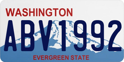 WA license plate ABV1992