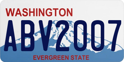 WA license plate ABV2007