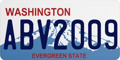 WA license plate ABV2009