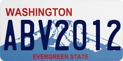 WA license plate ABV2012