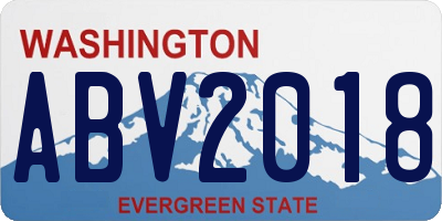 WA license plate ABV2018