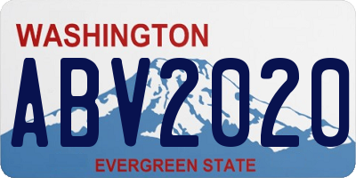 WA license plate ABV2020