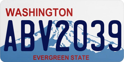 WA license plate ABV2039
