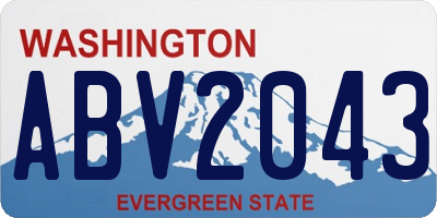 WA license plate ABV2043
