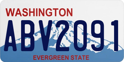 WA license plate ABV2091
