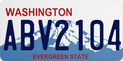 WA license plate ABV2104