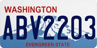 WA license plate ABV2203