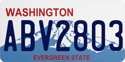 WA license plate ABV2803