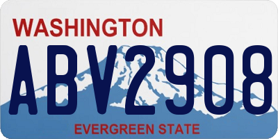 WA license plate ABV2908